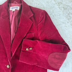Impressions Vintage Corduroy Blazer Jacket Size 10 Elbow Patch Classic Academia